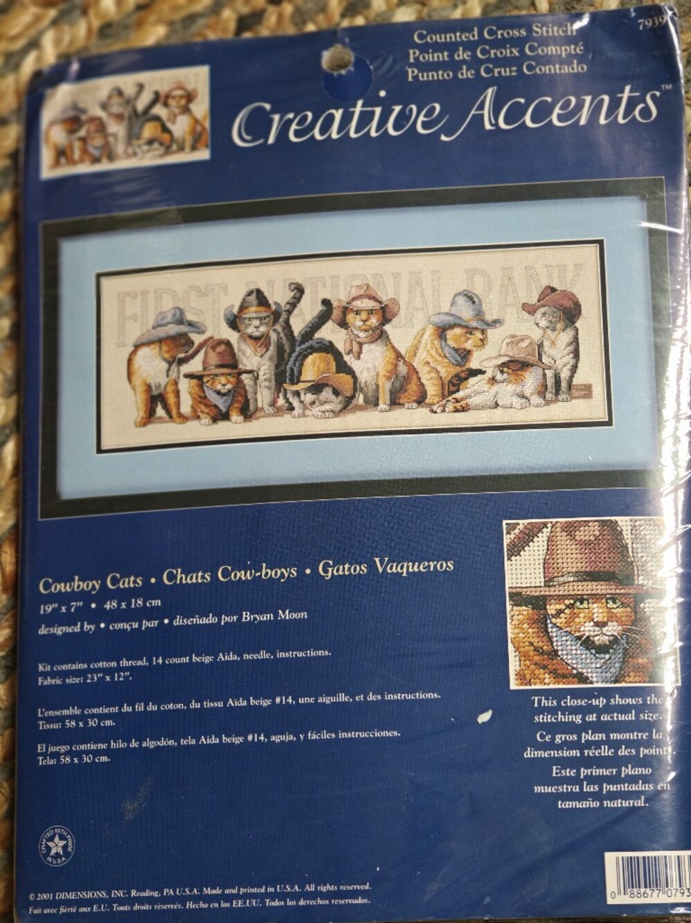 Creative Accents Cowboy Cats Counted Cross Stitch Kit vintage
